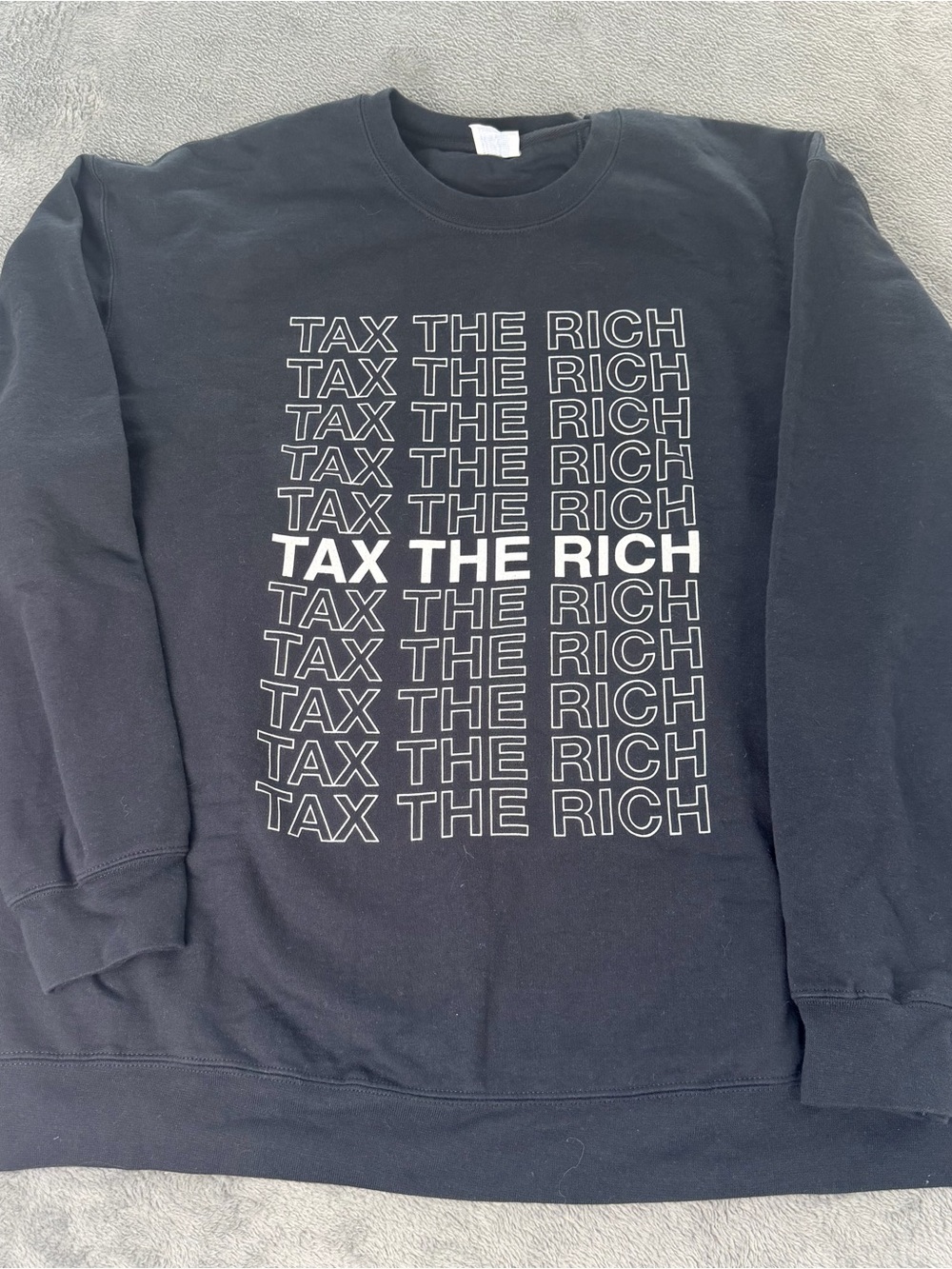 Tax The Rich Graphic Crewneck Sweatshirt Black Political Statement Size 2XL